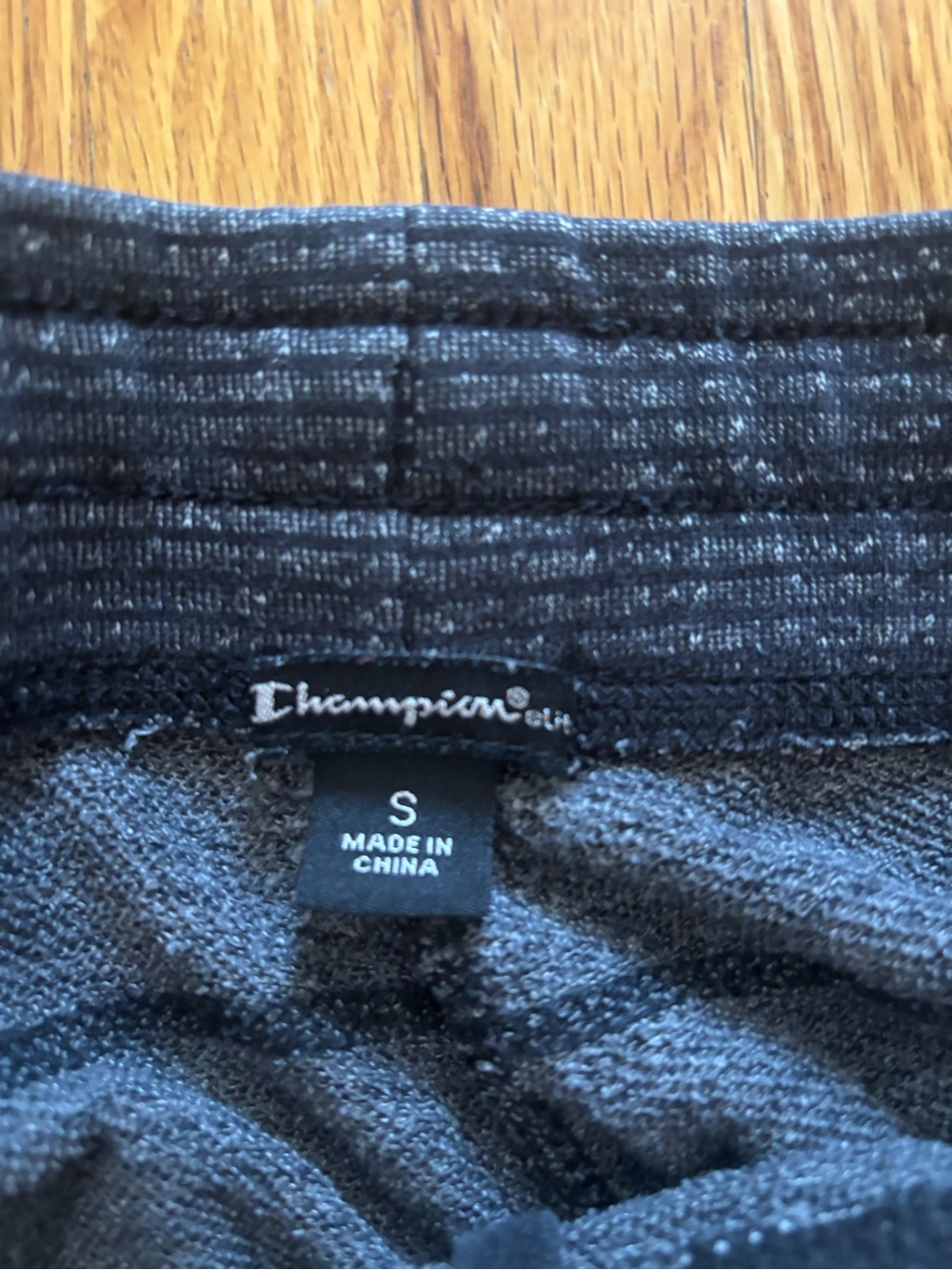 Champion Heathered Black Crew Sweatshirt - Classic Logo Tag